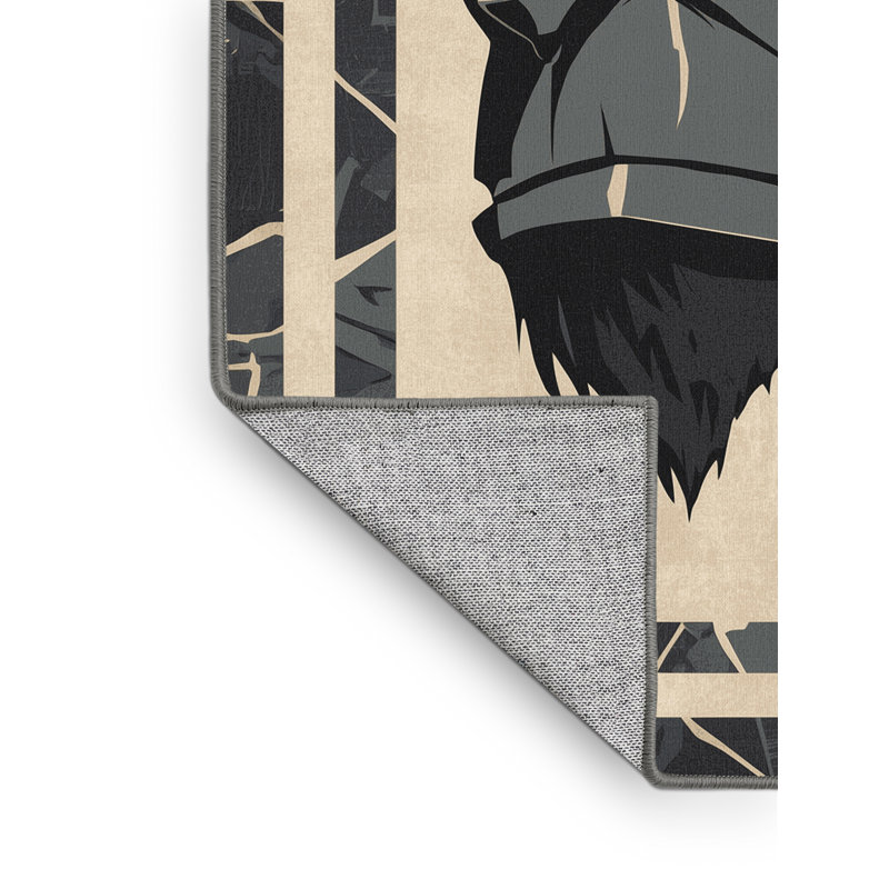 Tapis gris en pierre rustique moderne lavable à la machine Cumberland, 7 x 9