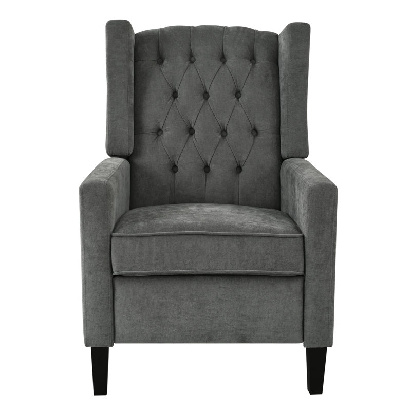 Manual Adjustable WingBack Recliner Chair. with Foldable Side Table, USB Charging ports, Light Gray