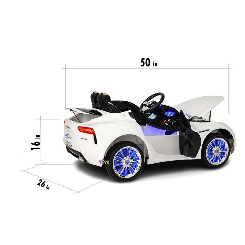 White 12V Maserati Alfieri Ride-On Car with Remote Control