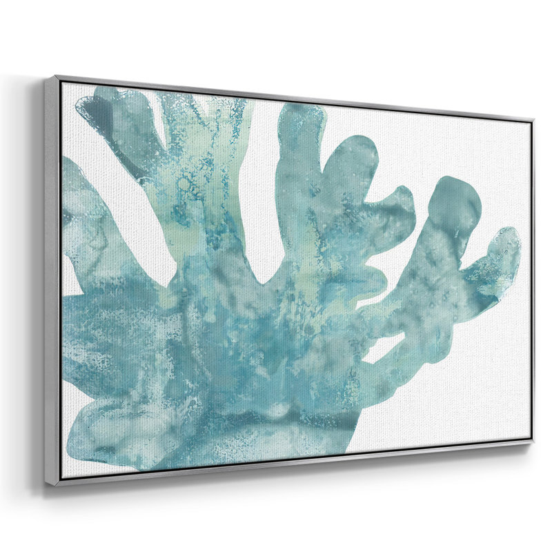 Blue Macro Coral I, reproduction d'art sur toile, H 27 po x l 41 po x P 2 po, Argent