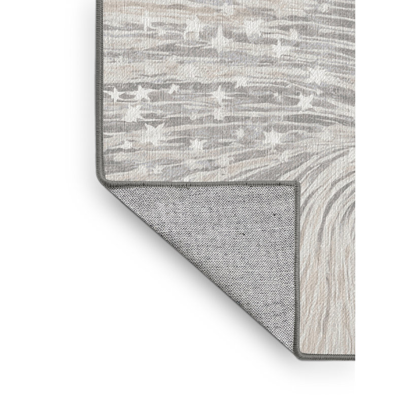Machine Washable Gray Area Rug, Rectangle 7' x 9'