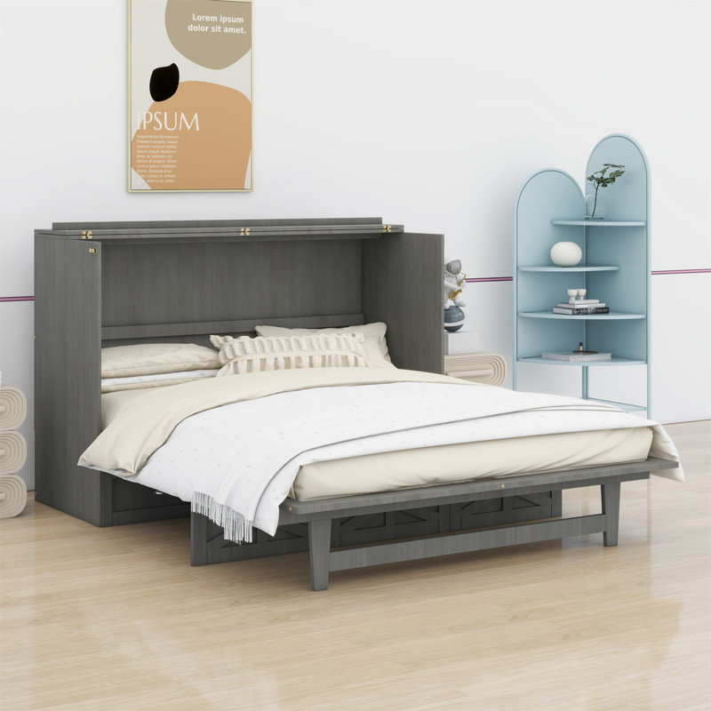 Lit escamotable avec grands tiroirs Murphy, Gris