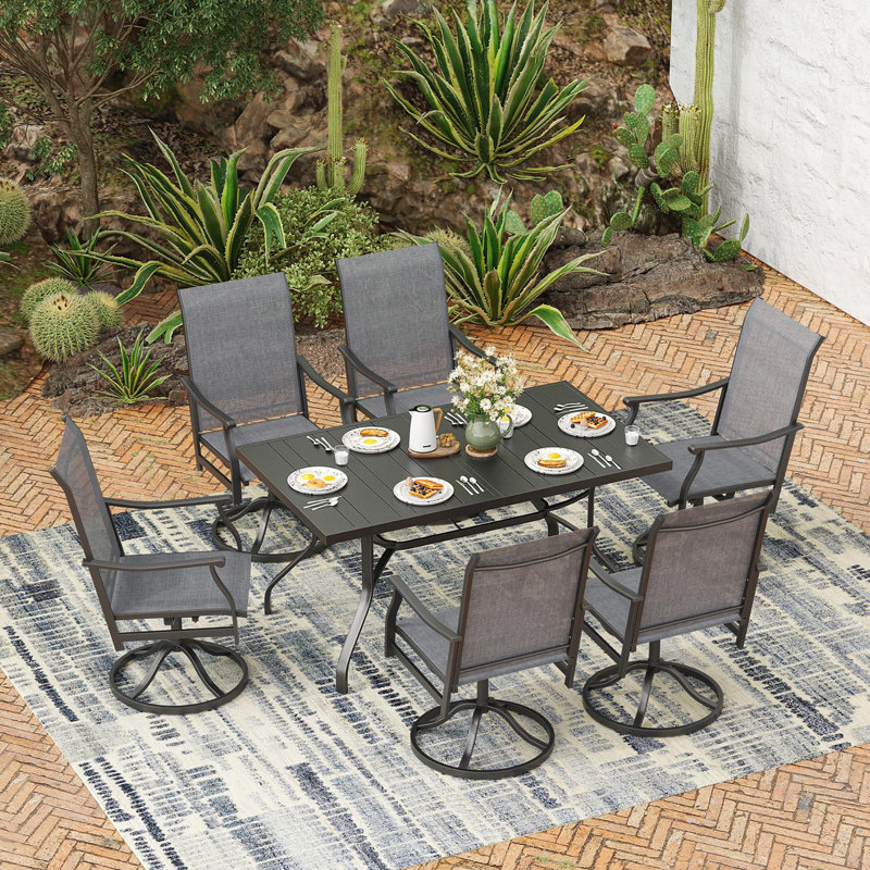Table de salle à manger d'extérieur 60 "x 35", table de patio rectangulaire avec trou pour parasol 1,57 "