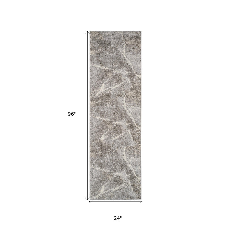Tapis abstrait gris et beige 8 pi