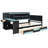 Full Size Gaming Daybed with Integrated Desk and Lights, Modern Wooden Bed Frame with 3 Storage Drawers and Built-in Charging Station, Multi-Functional Headboard Bookcase, Black+Blue-1003253182-1003253168