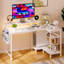 Bureau en L 48 po avec tablette, lumière DEL et prise de courant, bureau d'ordinateur de coin pour le bureau à domicile-2134484114-2134484112
