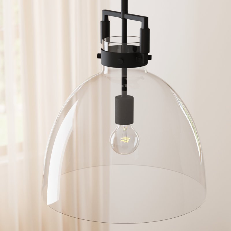 Luminaire suspendu en dome à 1 lumière, Noir