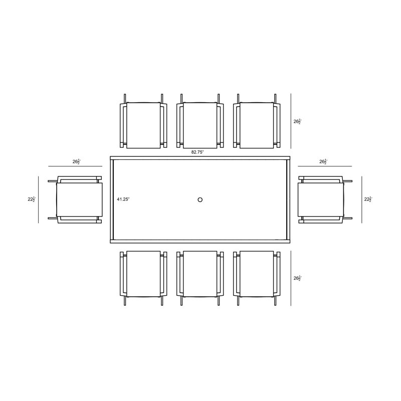 Ensemble de salle à manger rectangulaire pour 8 personnes 82,75 po Eimear, Chaise en bois flotté blanc / table en béton ant