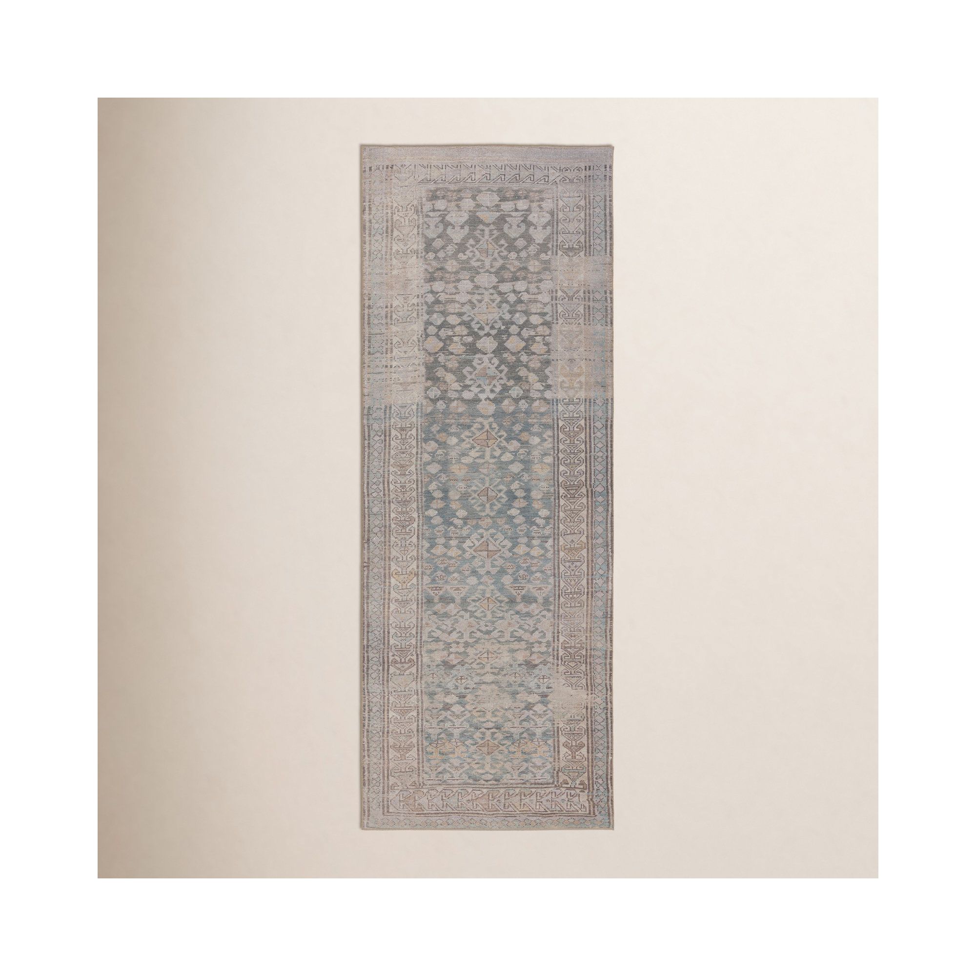 Machine Washable Jihane Oriental Machine Woven Polyester Area Rug in Gray/Tan, Runner 3' x 10'