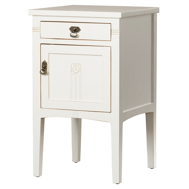Zelda Solid Wood Bedside Table, White