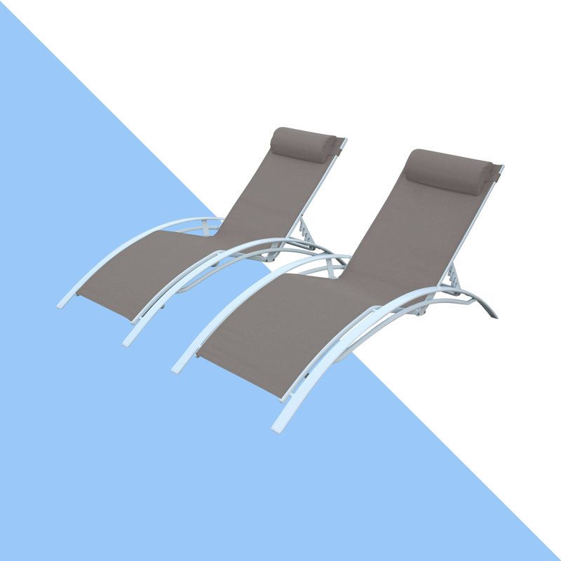 Sebastien 160cm Long Reclining Chaise Lounge Set, Brown, White