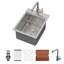 Évier de cuisine station de travail encastrable en acier inoxydable de calibre 16 avec robinet escamotable à montage sur le comptoir L 15 po x l 20 po-130488880-122534112