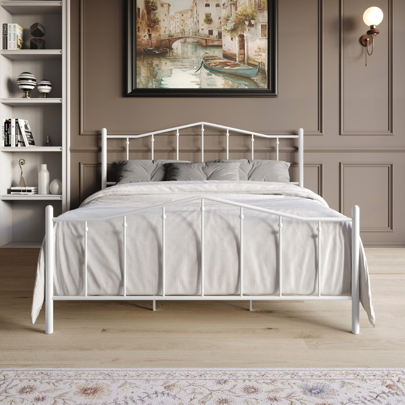 Lit plateforme double Atmore, Blanc, Lit double