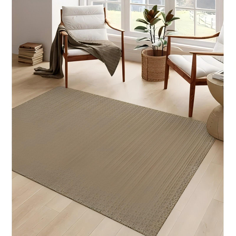 Cotton Woven Anti-Slip Washable Area Rug - Cozy Durable Design for Living Room, Bedroom, or Kitchen Decor, Rectangle 4' x 6'