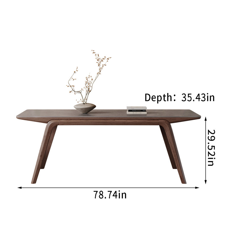 Meleya Ash Solid Wood Base Dining Table, 35.43" W x 78.74" L