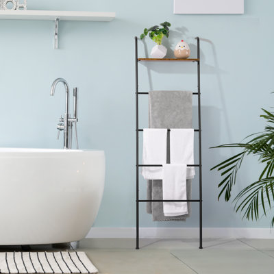 57.68'' Tall Wooden Blanket Ladder