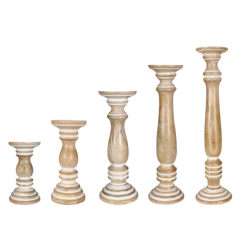 A1787N Holders Wood Tabletop Candlestick, 63cm H x 18cm W x 18cm D