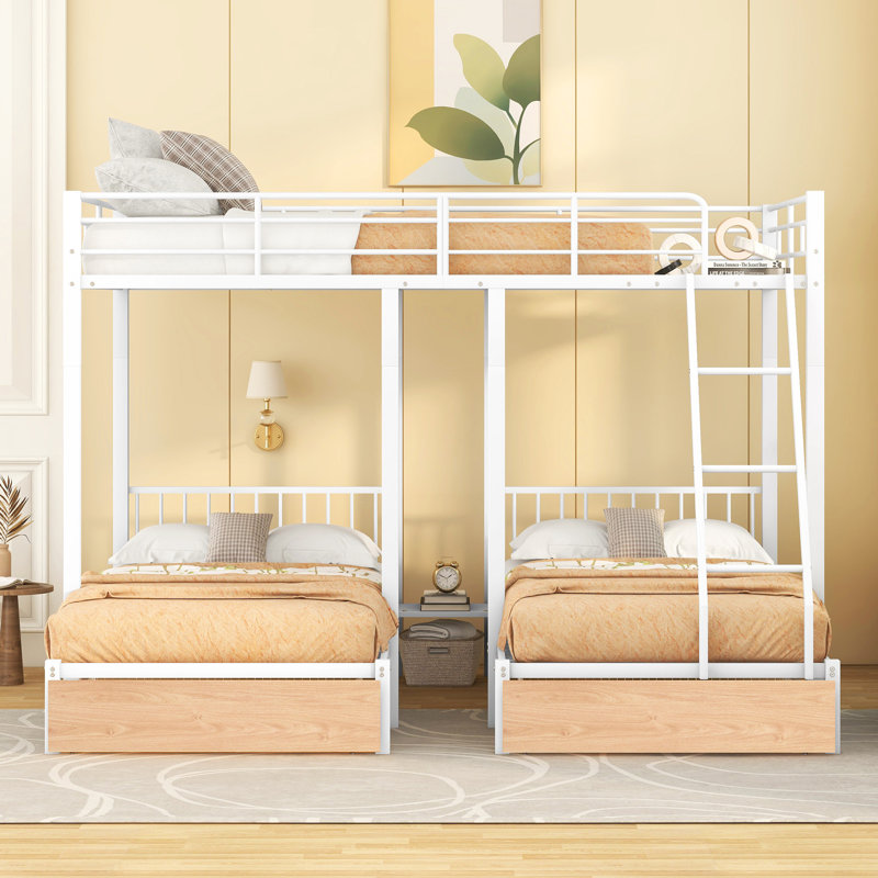 Akyrah Kids Twin Over Full Bunk Bed with Drawers, White