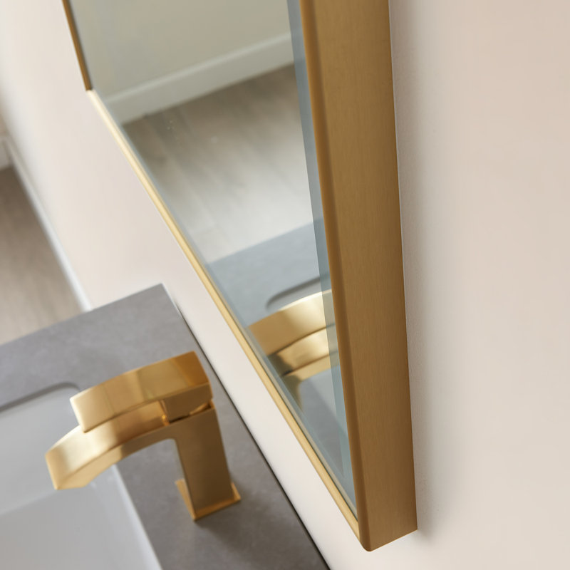 Wallace Metal Flat Wall Mirror, 32" x 24", Brushed Gold