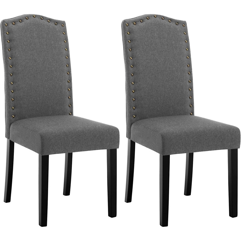 Morgandale 49cm H Upholstered Parsons Chair, Dark Grey
