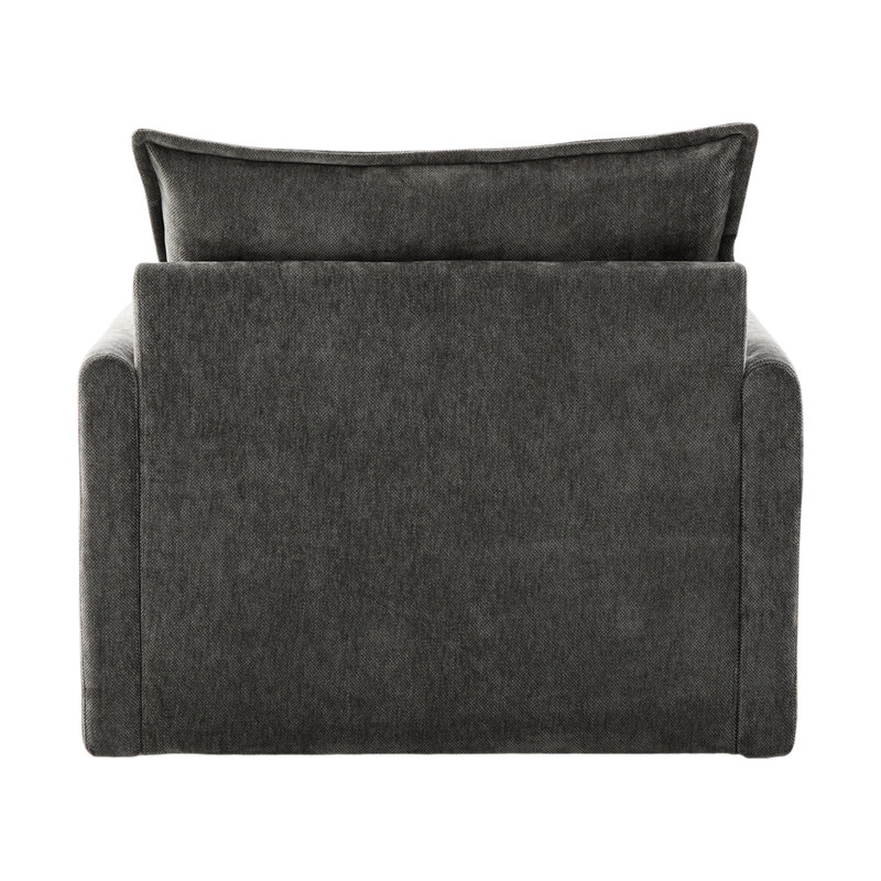 Chaise de style Mid-Century moderne avec rotation à 360 °, revêtement en chenille, mousse à mémoire de forme et rangement pivotant latéral, facile à assembler pour le bureau
