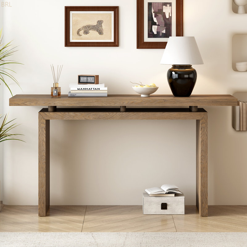 Console en placage de frêne de conception unique, de style simple et moderne, avec un plateau de table astucieux, convenant à un vestibule, un couloir, un salon, un vestibule