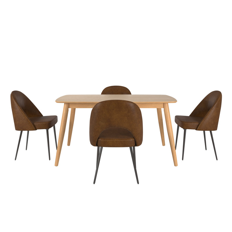 Ensemble de salle à manger Farias Mid-Century, Naturel, Brun