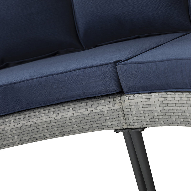 Ensemble de conversation modulaire en rotin avec coussins 5 pièces Jordayn (ensemble de 4), Bleu marine