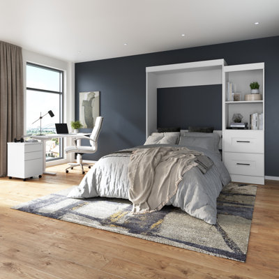 Edge 85W Murphy Storage Bed and Shelving Unit with Drawers