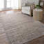 Tapis abstrait en polyester tissé à la machine en argent / taupe-973689111