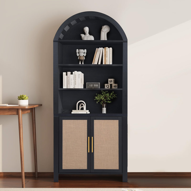 Bibliothèque de rangement 70,9 ", 70.9" H, Noir et or
