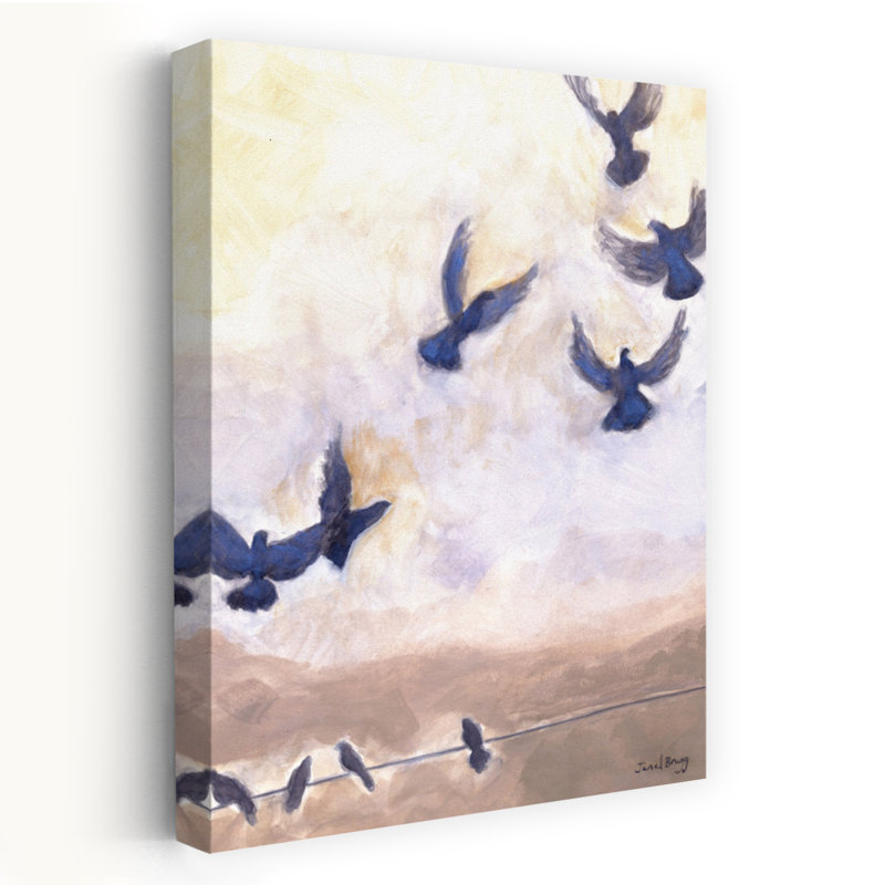 Contemporary Art Abstract Contemporary Bird City Nature Wall Art by Janel Bragg - Wrapped Canvas Print