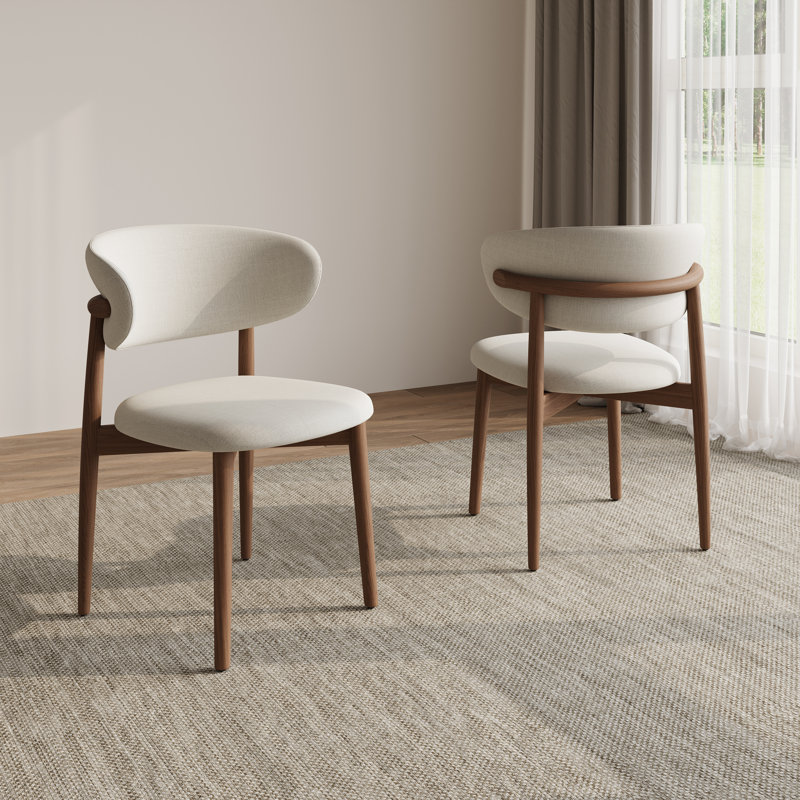 Chaise de salle à manger rembourrée Mid-Century avec structure en bois de noyer, ensemble de 2