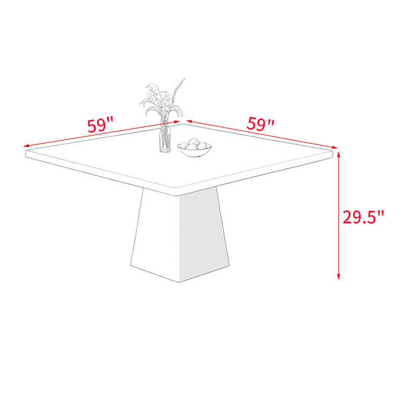 Table de salle à manger Cario, H 29,5 po x L 59 po x l 59 po