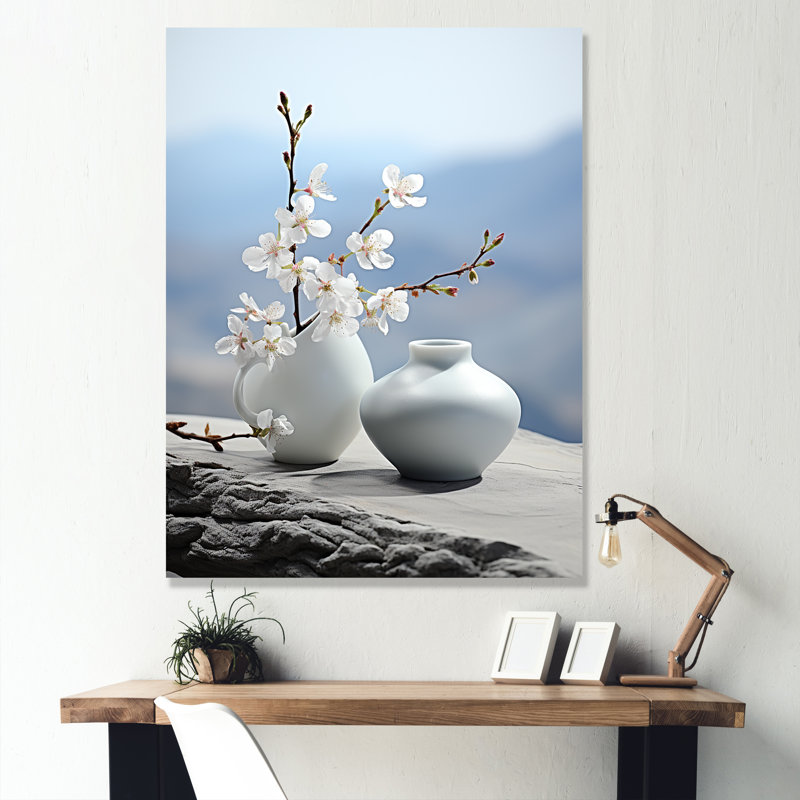 Art zen floral sur pierre spirituelle, H 32 po x l 24 po x P 1 po, Toile tendue