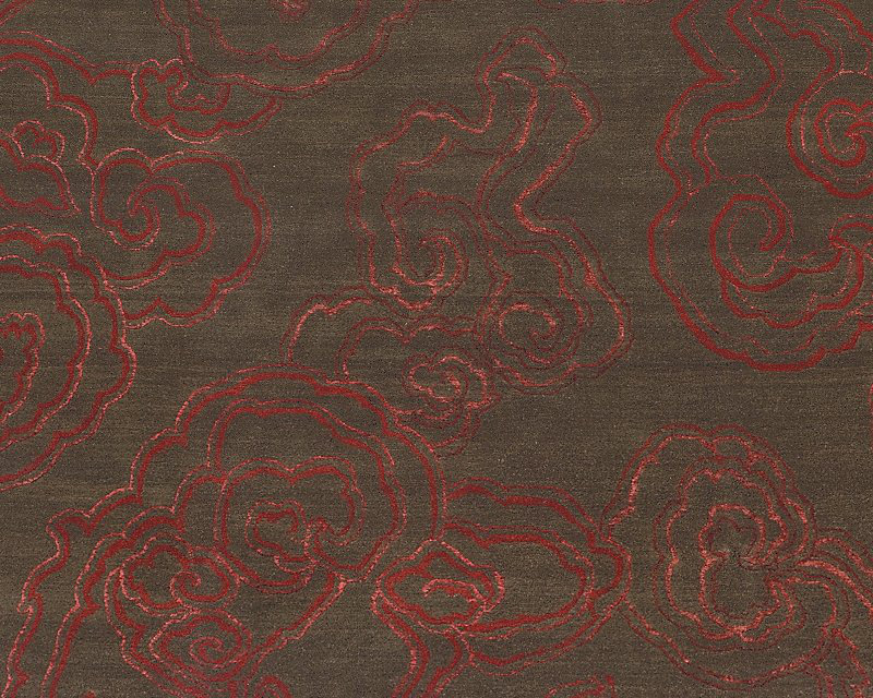 Cloud Nine Abstract Area Rug in Brown/Red, Rectangle 8' x 10'