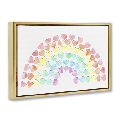 Toile flottante encadrée «Rainbow of Hearts» par Connie Resch