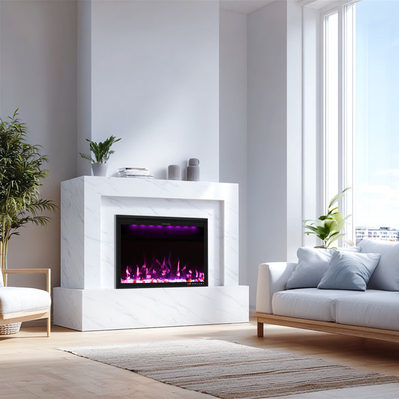 Metro Lane Electric Fireplace with App Control and 13 Flame&Fuel bed Colors,  67.56 cm H x 78.74 cm W x 16.02 cm D