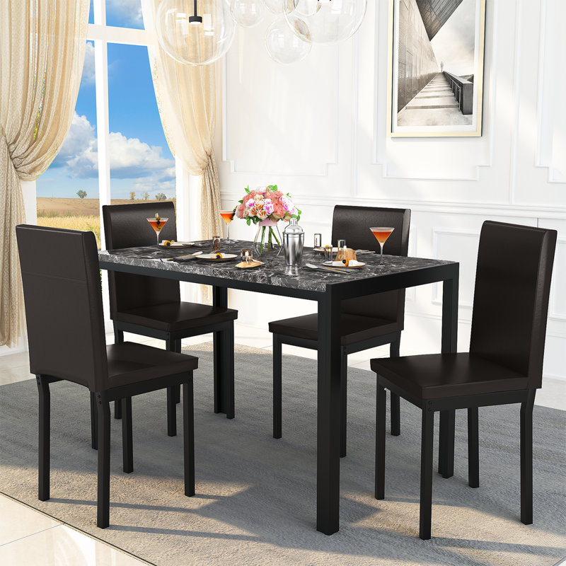 Ensemble repas pour 4 personnes Saulo, Noir, noir, noir, noir