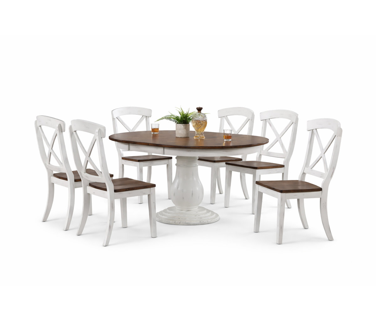 Rosalind Wheeler 7 - Piece Round Extendable Solid Wood Pedestal Dining ...