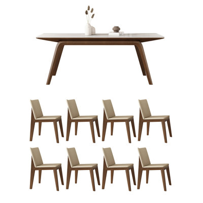 Modern rock slab solid wood dining table and chair
