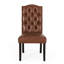 Chaises de salle à manger 2 kd, finition en cuir de polyuréthane brun, capitonnage à boutons tendance, coutures en losange intrigantes, pieds fuselés enchanteurs