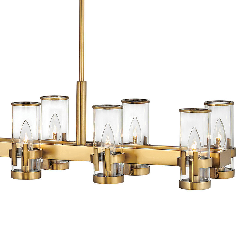 Reeve 12 - Light Kitchen Island Linear Pendant, Heritage Brass