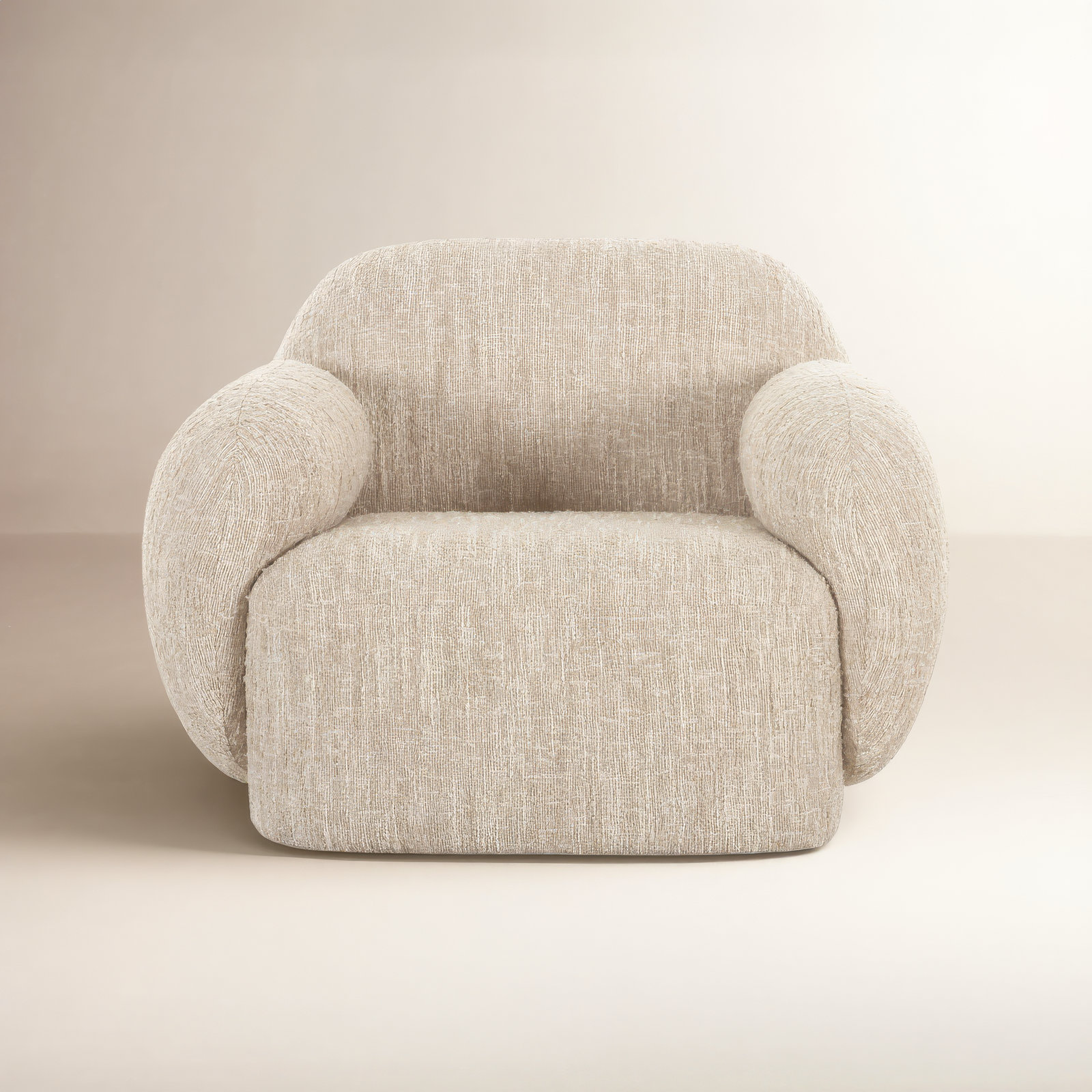 Mikah Lounge Chair, Off White Boucle