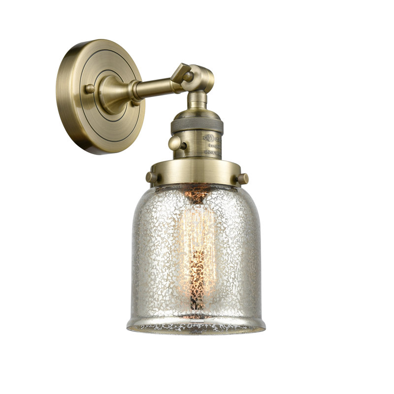 Bell - 1 Light 5" Sconce, Silver Mercury, 3.5 Watt Vintage LED Bulb, Antique Brass