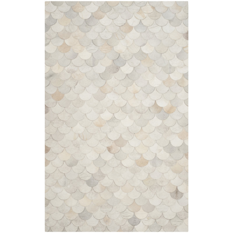 Aliquippa Studio Leather Hand Woven Leather Geometric Rug, Rectangle 3' x 5'