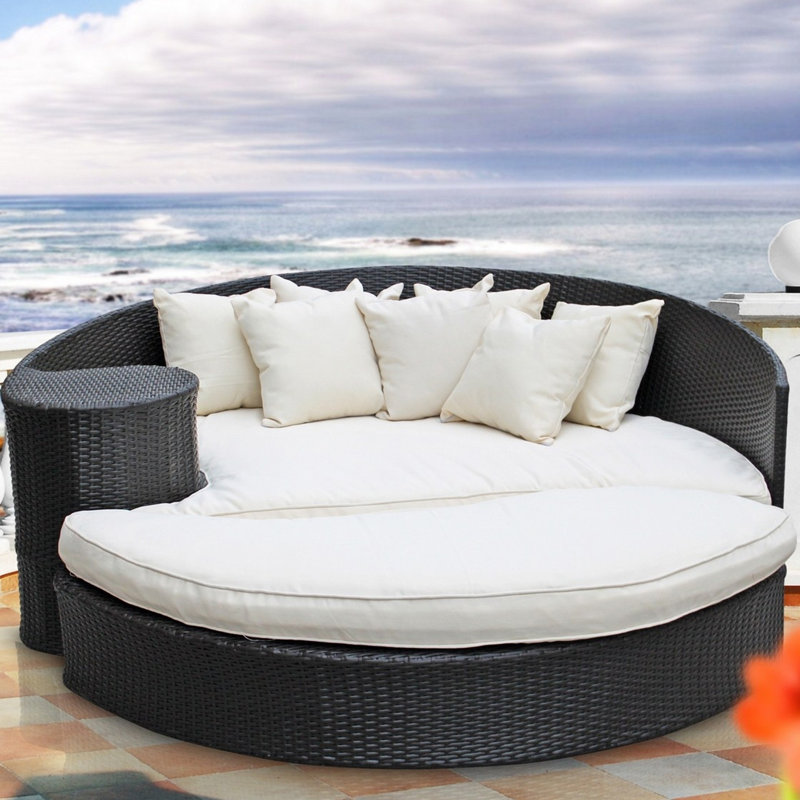 Modway Taiji Outdoor Patio Daybed, Espresso, White