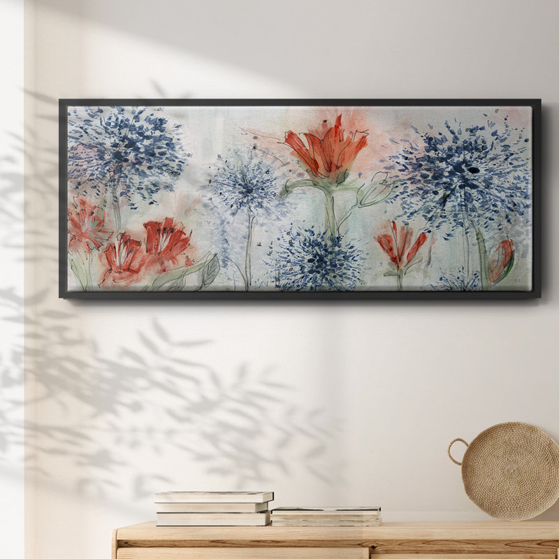Tiger Lily Field- Framed Canvas, 24" H x 60" W