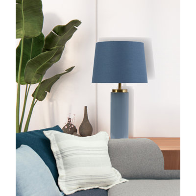 Cylinder 55cm Metal Ceramic look Table Lamp