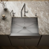 Vault Under-Mount Single-Bowl Kitchen Sink, Stainless Steel with Shortened Apron-Front for 30" Cabinet